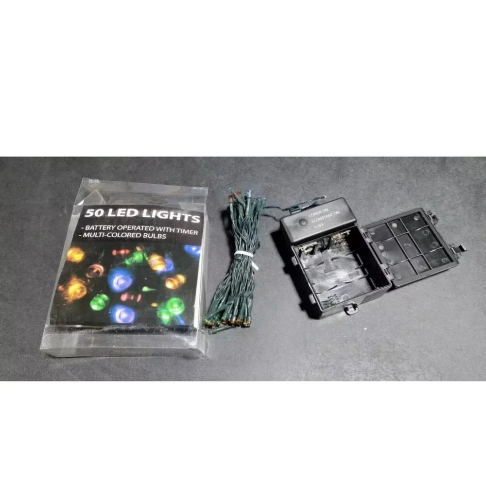 50 LED Lights Battery Operated With Timer Multi-Color Bulbs Indoor / Outdoor